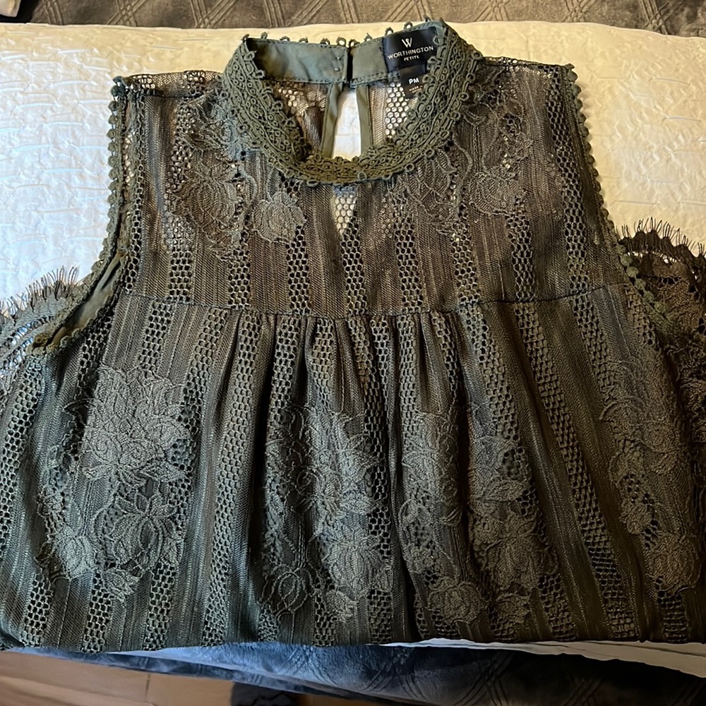 Shirt/ business casual top/ worthington/ olive green